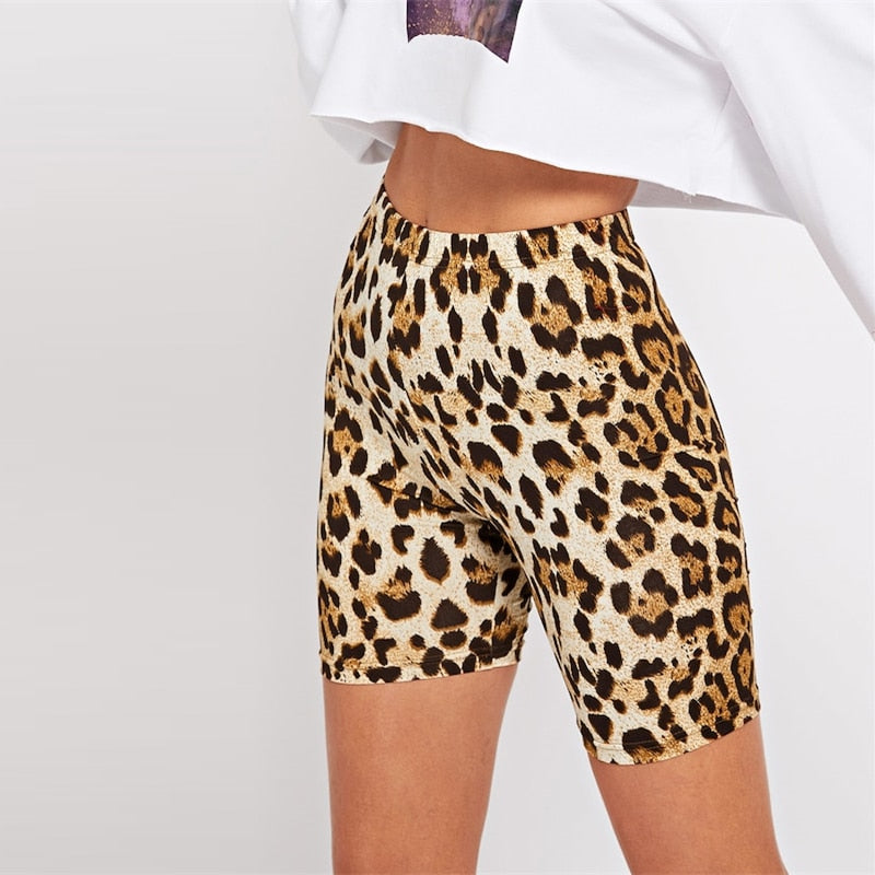 Leopard Print Skinny Short Legging