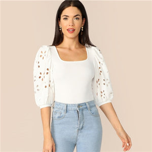 Elegant White Laser Blouse