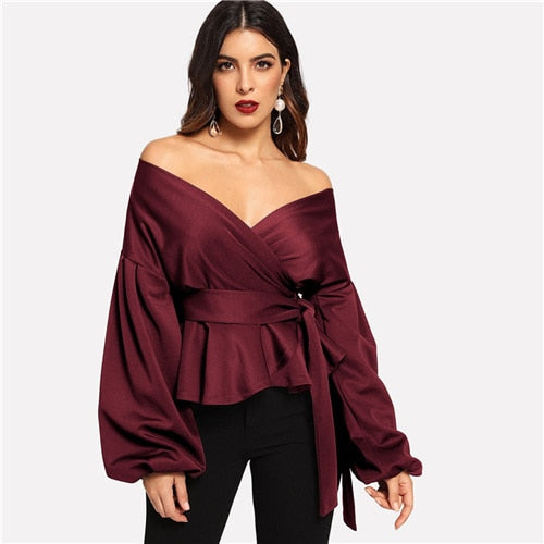 Lantern Sleeve Autumn Blouses